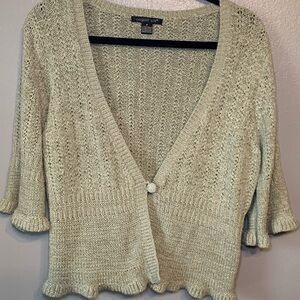 Vintage August Silk Cardigan Sweater M Cottagecore Knit Cropped Button Boho